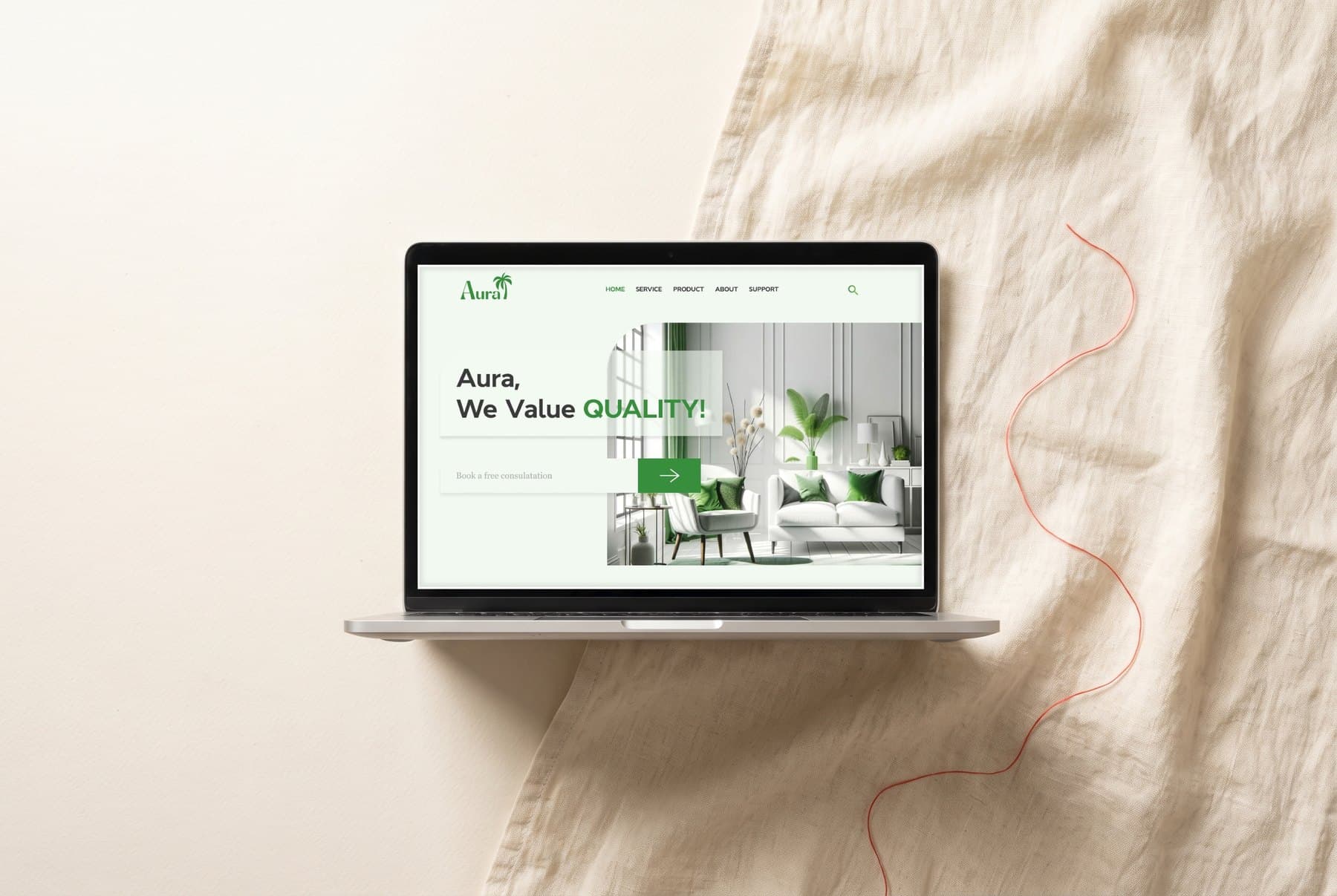 Aura Flooring website on a laptop